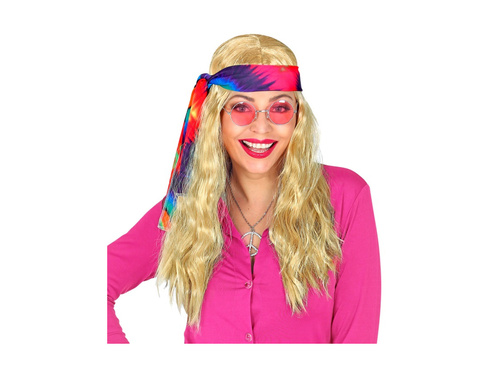 Peruca hippie blondă cu bentiță