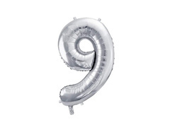 Balon din folie numărul 9 argintiu - 72 cm - 1 buc.