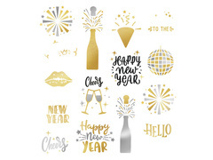 Tatuaje lavabile Happy New Year pentru Ajunul Anului Nou - 15 buc.
