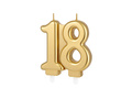 Lumânare aurie pentru a 18-a aniversare - 7,5 cm - 1 buc.
