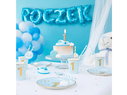 Pahare de hârtie albastre pentru ziua de naștere - 220 ml - 6 buc.