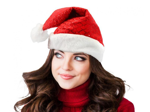 Pălărie de Moș Crăciun sclipitoare cu paiete - 1 buc.