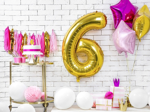 Lumânare numerică cu sclipici - 6 - 1 buc.