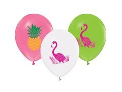 Baloane aniversare Flamingo și ananas - 30 cm - 5 buc.