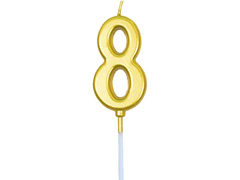 Lumânare cu număr auriu - 8 - 1 buc.