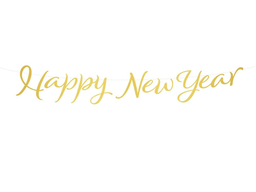 Happy New Year banner auriu - 120 cm - 1 buc.