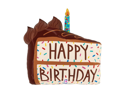 Balon cu folie Happy Birthday - tort cu lumânare - 28" - 1 buc.