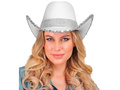 Pălărie de cowboy cu paiete albe - 1 buc.