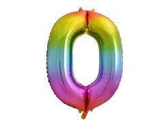 Număr 0 balon de folie curcubeu - 85 cm - 1 buc.