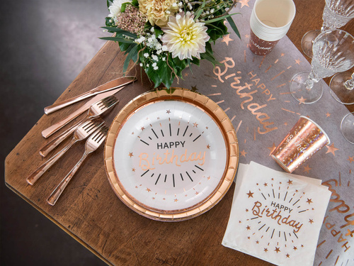 Happy Birthday Farfurii strălucitoare - 22,5 cm - 10 buc.