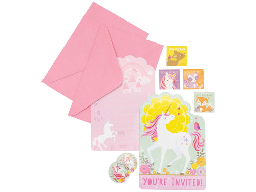 Invitații aniversare unicorn - 8 buc.