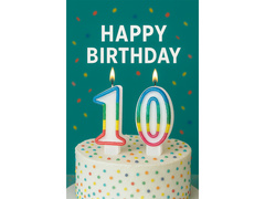 Lumânări numerice cu o margine colorată numărul 10 - 8,5 cm - 2 buc.