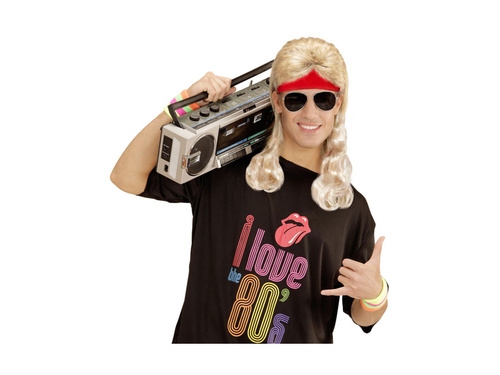 Bandă roșie de sport cu păr blond creț