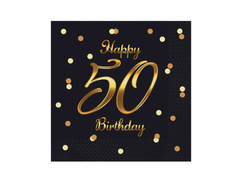 Șervețele pentru a cincisprezecea aniversare negru - 33 cm - 20 buc.