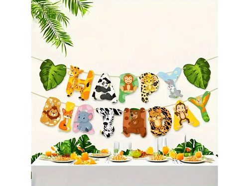 Happy Birthday Safari banner - 500 cm - 1 buc.