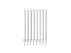 Lumânări aniversare argintii - 10 cm - 8 buc.