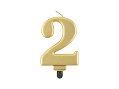 Lumânare cu număr auriu metalic - 2 - două