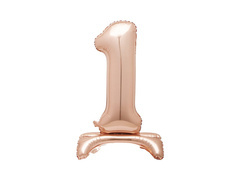 Balon vertical din folie numărul 1 roz auriu - 76 cm - 1buc.