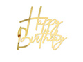 Topper lateral pentru tort Happy Birthday - auriu - 1 buc.