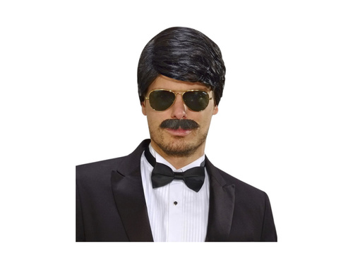 Peruca neagră Playboy Dream Hair cu mustață