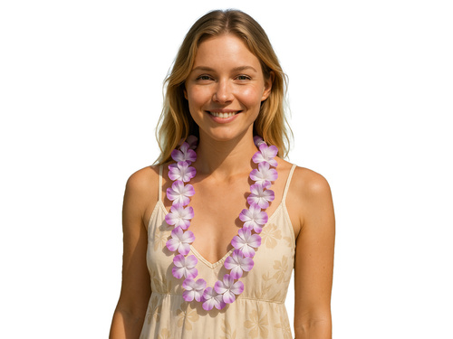 Colier hawaiian violet și alb - 90 cm - 1 buc.