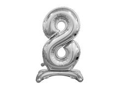 Balon folie în picioare numărul 8 argintiu - 74 cm