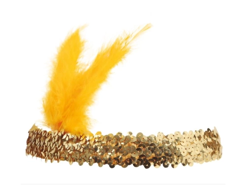 Bentiță retro cu pene aurii - 1 buc.