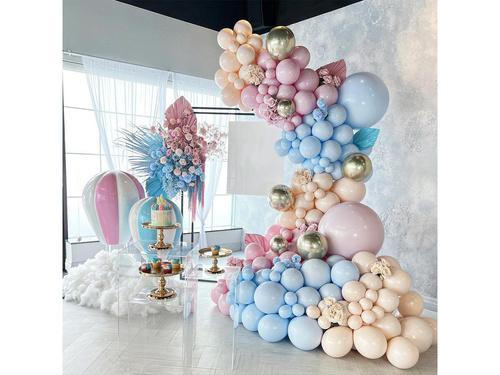 Balon ghirlandă balon set roz, albastru și crem - 125 buc.