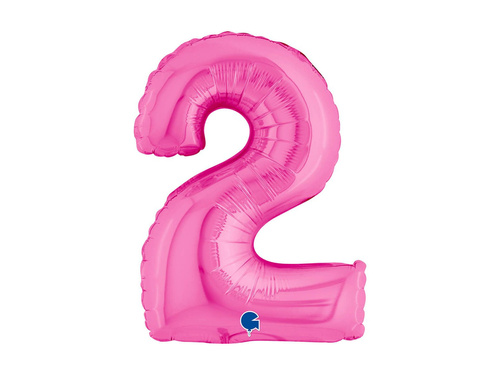 Balon din folie numărul 2 fuchsia - 14" - 1 buc.