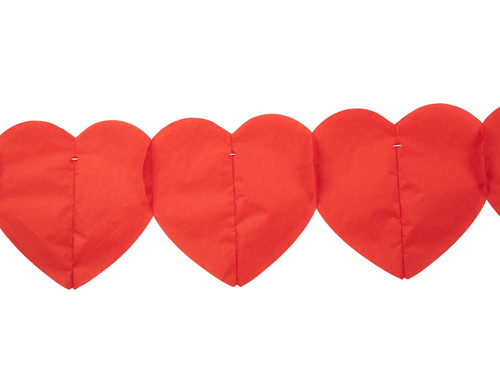 Ghirlandă de hârtie Inimi roșu - 6 m - 1 buc.