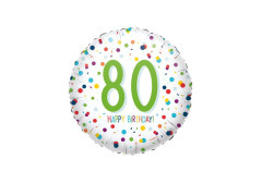 Balon folie confetti - 80-a aniversare - 43 cm - 1 buc.