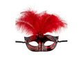 Mască de carnaval cu pene roșii