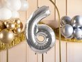 Balon din folie numărul 6 argintiu - 72 cm - 1 buc.
