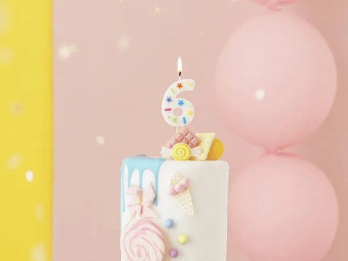 Lumânare număr șase Confetti - 6 - 1 buc.