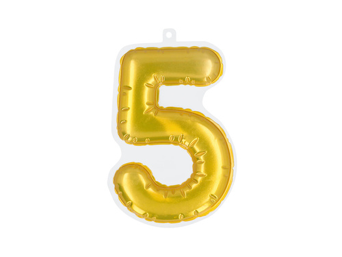 Decorațiune autoadezivă numărul cinci auriu - 1 buc.