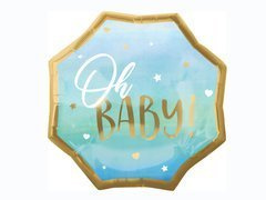 Oh Baby balon folie! pentru Baby Shower albastru - 55 cm - 1 buc.