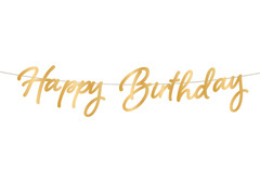 Banner auriu Happy Birthday - 110 cm - 1 buc.