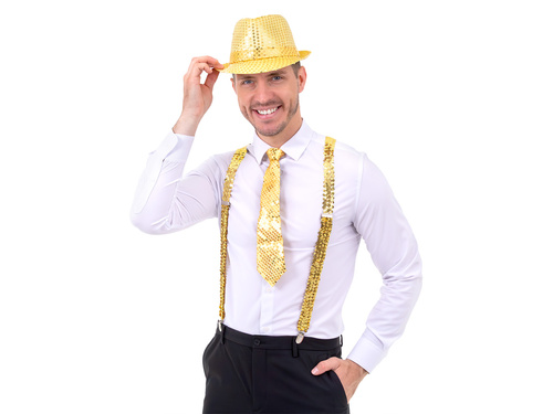 Cravată cu paiete - auriu - 36 cm - 1 buc.