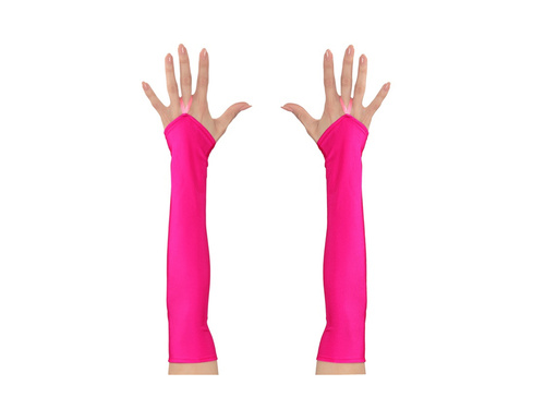 Neon roz satin mănuși fără degete 43 cm