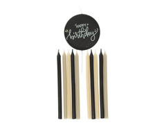 Set lumânări Happy Birthday negru și bej - 11 buc.