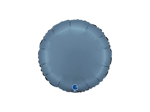 Balon rotund satinat albastru cu folie Jeans - 14" - 1 buc.