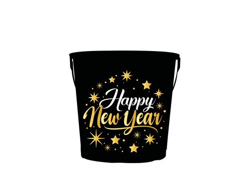 Happy New Year găleată metalică de răcire a băuturilor - 19 x 23 cm - 1 buc.