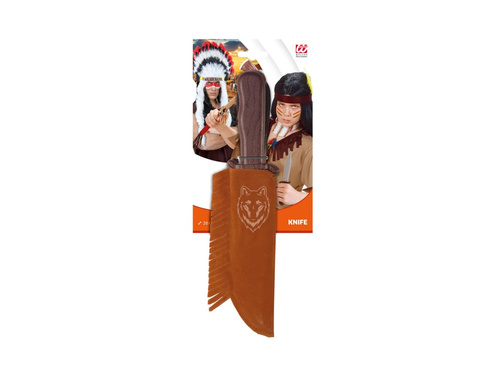 Cuțit indian cu teacă din imitație de piele de căprioară - 28 cm