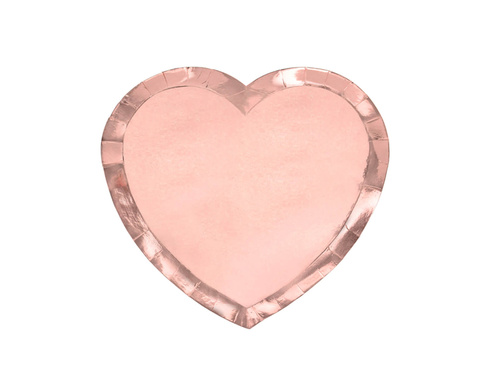 Farfurii cu inimă din aur roz - 21 cm - 6 buc.