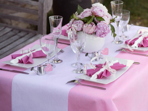 Suport de masă din nețesut - roz - 30 cm x 10 m - 1 buc.