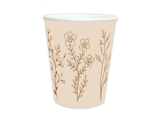 Pahare de hârtie Bride to Be Flori - 250 ml - 6 buc.