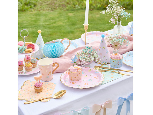 Farfurii de hârtie în flori - 23 cm - 8 buc.