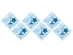 Pandantive sticlă cu panglică Stele albastru - 12 buc.