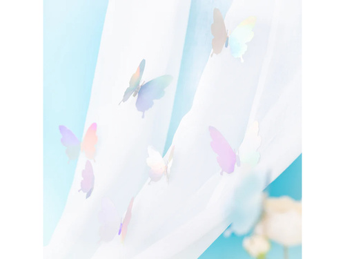 Abțibilduri cu fluturi holografici argintii - 12 buc.