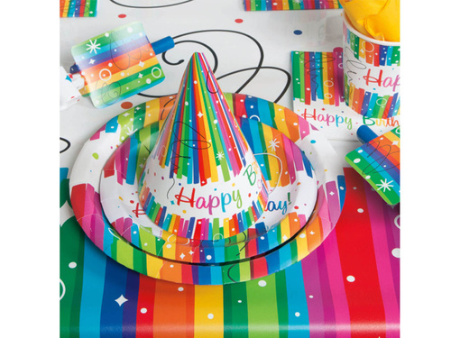 Farfurii Rainbow Happy Birthday - 23 cm - 8 buc.